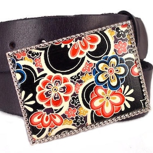 Belt Buckle Floral Influence Black