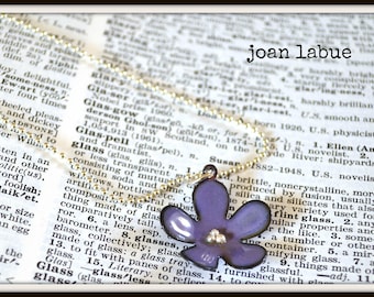 Purple Lavender Flower Enamel Necklace Bridesmaid Gift