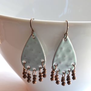 Blue Teardrop  Enamel  Earrings