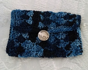 Multi Blue Nylon Credit/Business Card Holder