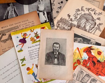 25 kuratierte Vintage Buchillustrationen für Junk Journals | Antike authentische Ephemera Collection