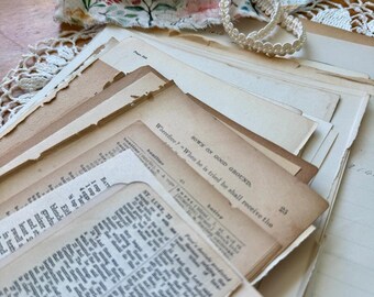 kuratiertes Vintage Ephemera Bundle | 50 Original alte Buchseiten für Junk Journals