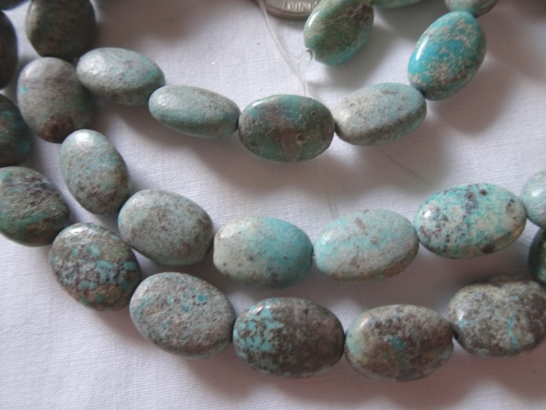 14 14 Strand Turquoise Puffy Oval Stone Beads 13-13.5mm Long A432