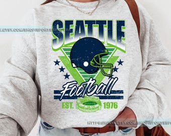 Seattle Football Vintage Sweatshirt T-Shirt, Seattle Seahawk Football Crewneck Sweatshirt, Seahawk Fan Gift, Retro Seattle Football Fan FVB7