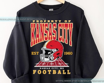 Kansas City Football Vintage Sweatshirt T-Shirt, Kansas City Football Crewneck, Kansas City Football Sweatshirt, Kansas City Fan Gifts FBH8