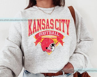 Kansas City Football Vintage Sweatshirt T-Shirt, Kansas City Football Crewneck, Football Sweatshirt, Kansas City Fan Gifts FBC8