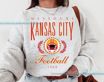 Kansas City Football Vintage Sweatshirt T-Shirt, Kansas City Football Crewneck, Football Sweatshirt, Kansas City Fan Gifts FTS8
