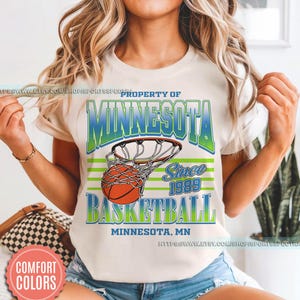 Minnesota Basketball Comfort Colors Vintage Style T-Shirt, Minnesota Timberwolve T-Shirt, Timberwolves Tee, Vintage Minnesota Fan Gift BKC19