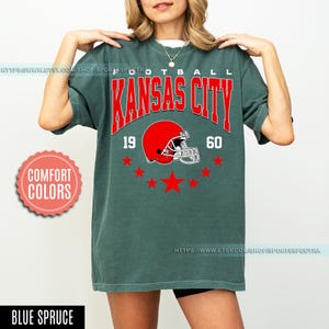 Kansas City Football Comfort Colors Vintage Style T-Shirt, Kansas City Football Crewneck, Football T-Shirt, Kansas City Fan Gifts FSD8 image 7