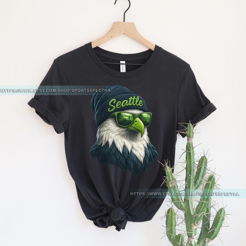 Seattle Football Mascot Sweatshirt T-Shirt, Seattle Seahawk Football Crewneck Sweatshirt, Seahawk Fan Gift, Retro Seattle Football Fan FMS7 image 7