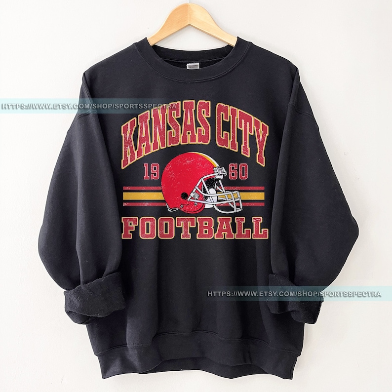 T-shirt sweat vintage de football de Kansas City, col rond de football de Kansas City, sweat-shirt de football, cadeaux pour les fans de Kansas City FAG8 image 1