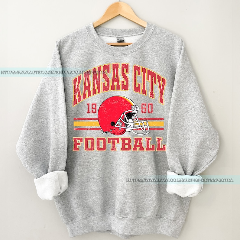 T-shirt sweat vintage de football de Kansas City, col rond de football de Kansas City, sweat-shirt de football, cadeaux pour les fans de Kansas City FAG8 image 3