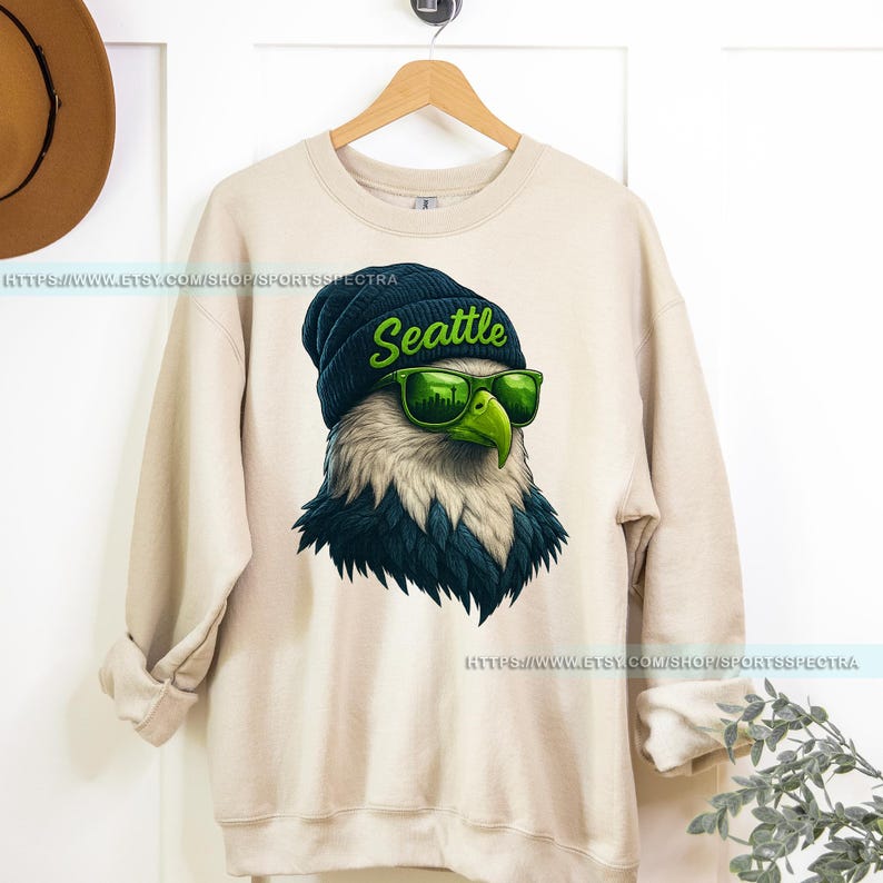 Seattle Football Mascot Sweatshirt T-Shirt, Seattle Seahawk Football Crewneck Sweatshirt, Seahawk Fan Gift, Retro Seattle Football Fan FMS7 image 2