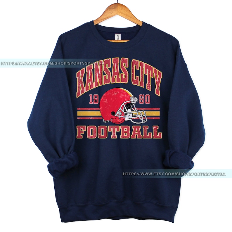 T-shirt sweat vintage de football de Kansas City, col rond de football de Kansas City, sweat-shirt de football, cadeaux pour les fans de Kansas City FAG8 image 5