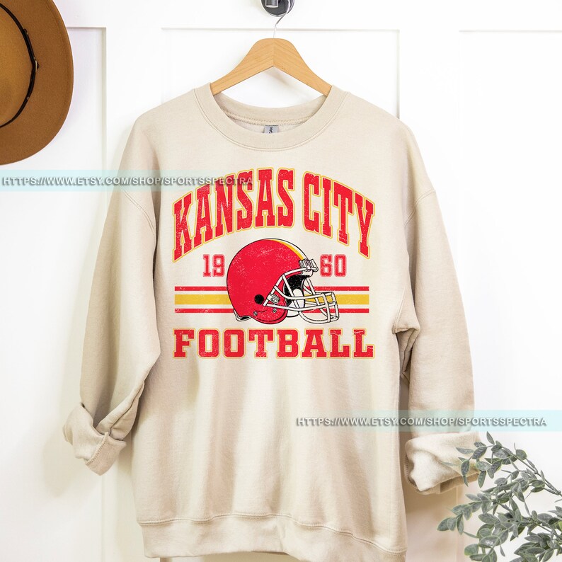 T-shirt sweat vintage de football de Kansas City, col rond de football de Kansas City, sweat-shirt de football, cadeaux pour les fans de Kansas City FAG8 image 4