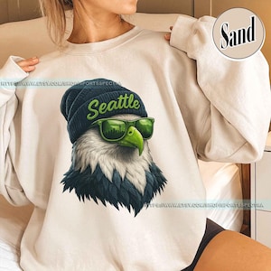 Seattle Football Mascot Sweatshirt T-Shirt, Seattle Seahawk Football Crewneck Sweatshirt, Seahawk Fan Gift, Retro Seattle Football Fan FMS7 image 1
