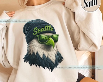 Seattle Football Mascot Sweatshirt T-Shirt, Seattle Seahawk Football Crewneck Sweatshirt, Seahawk Fan Gift, Retro Seattle Football Fan FMS7