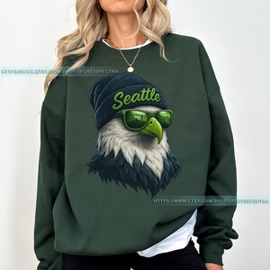 Seattle Football Mascot Sweatshirt T-Shirt, Seattle Seahawk Football Crewneck Sweatshirt, Seahawk Fan Gift, Retro Seattle Football Fan FMS7 image 5