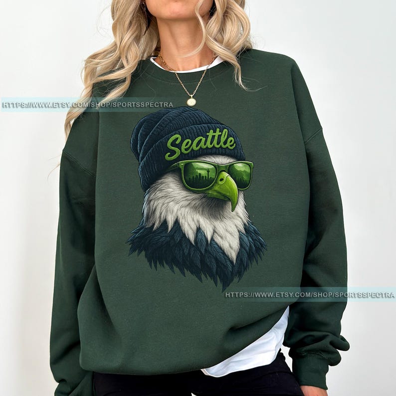 Seattle Football Mascot Sweatshirt T-Shirt, Seattle Seahawk Football Crewneck Sweatshirt, Seahawk Fan Gift, Retro Seattle Football Fan FMS7 image 5