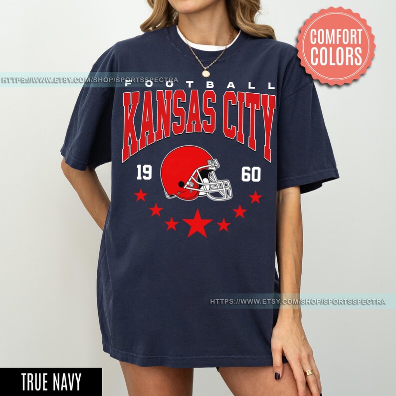 Kansas City Football Comfort Colors Vintage Style T-Shirt, Kansas City Football Crewneck, Football T-Shirt, Kansas City Fan Gifts FSD8 image 6