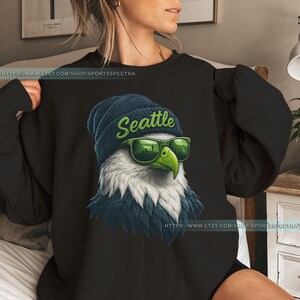 Seattle Football Mascot Sweatshirt T-Shirt, Seattle Seahawk Football Crewneck Sweatshirt, Seahawk Fan Gift, Retro Seattle Football Fan FMS7 image 4