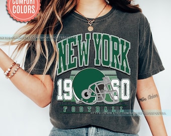 New York Football Retro 80s Vintage Style Comfort Colors Crewneck T-Shirt, New York Football Tshirt, Jets Sunday Football Fan Gifts FML28