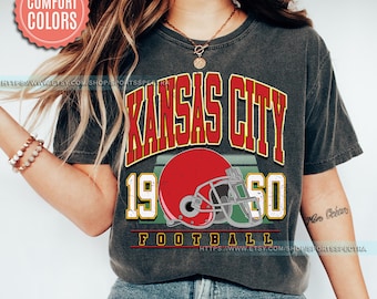 Kansas City Football Comfort Colors Vintage Style T-Shirt, Kansas City Football Crewneck, Football T-Shirt, Kansas City Fan Gifts FML8