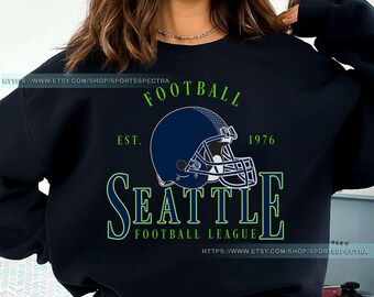 Seattle Football Vintage Sweatshirt T-Shirt, Seattle Seahawk Football Crewneck Sweatshirt, Seahawk Fan Gift, Retro Seattle Football Fan FYU7