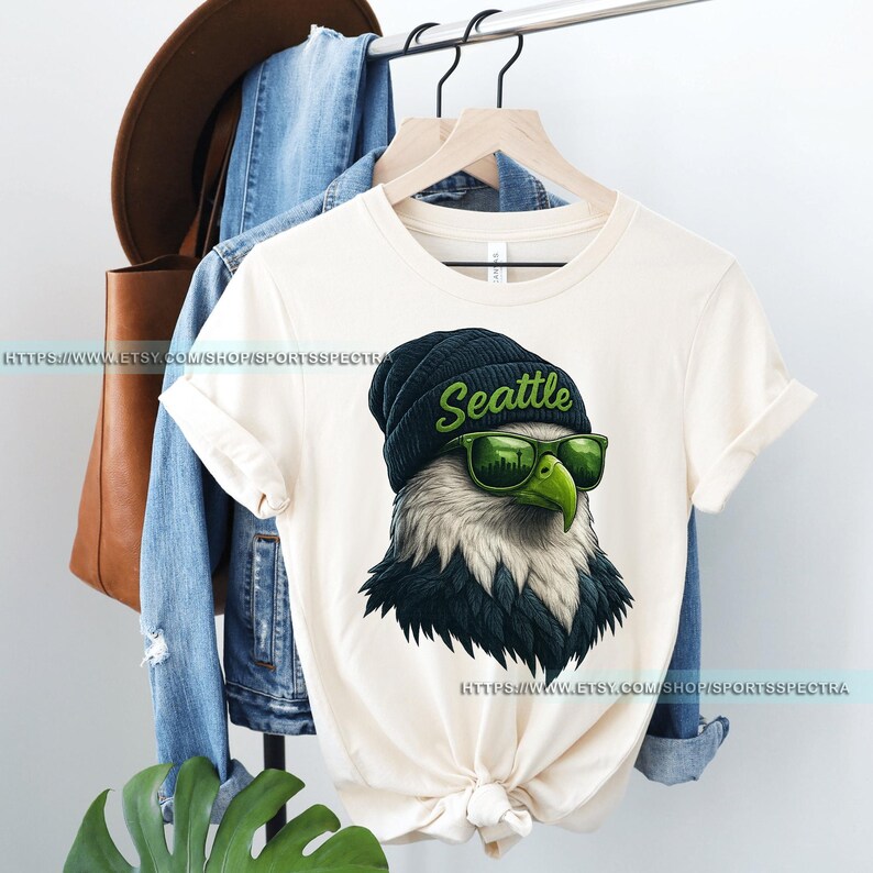 Seattle Football Mascot Sweatshirt T-Shirt, Seattle Seahawk Football Crewneck Sweatshirt, Seahawk Fan Gift, Retro Seattle Football Fan FMS7 image 3