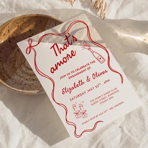 That&#39;s Amore Engagement Party Invitation | Custom Wedding Shower Invite | Editable Digital Template | Italian Theme Engagement Celebration
