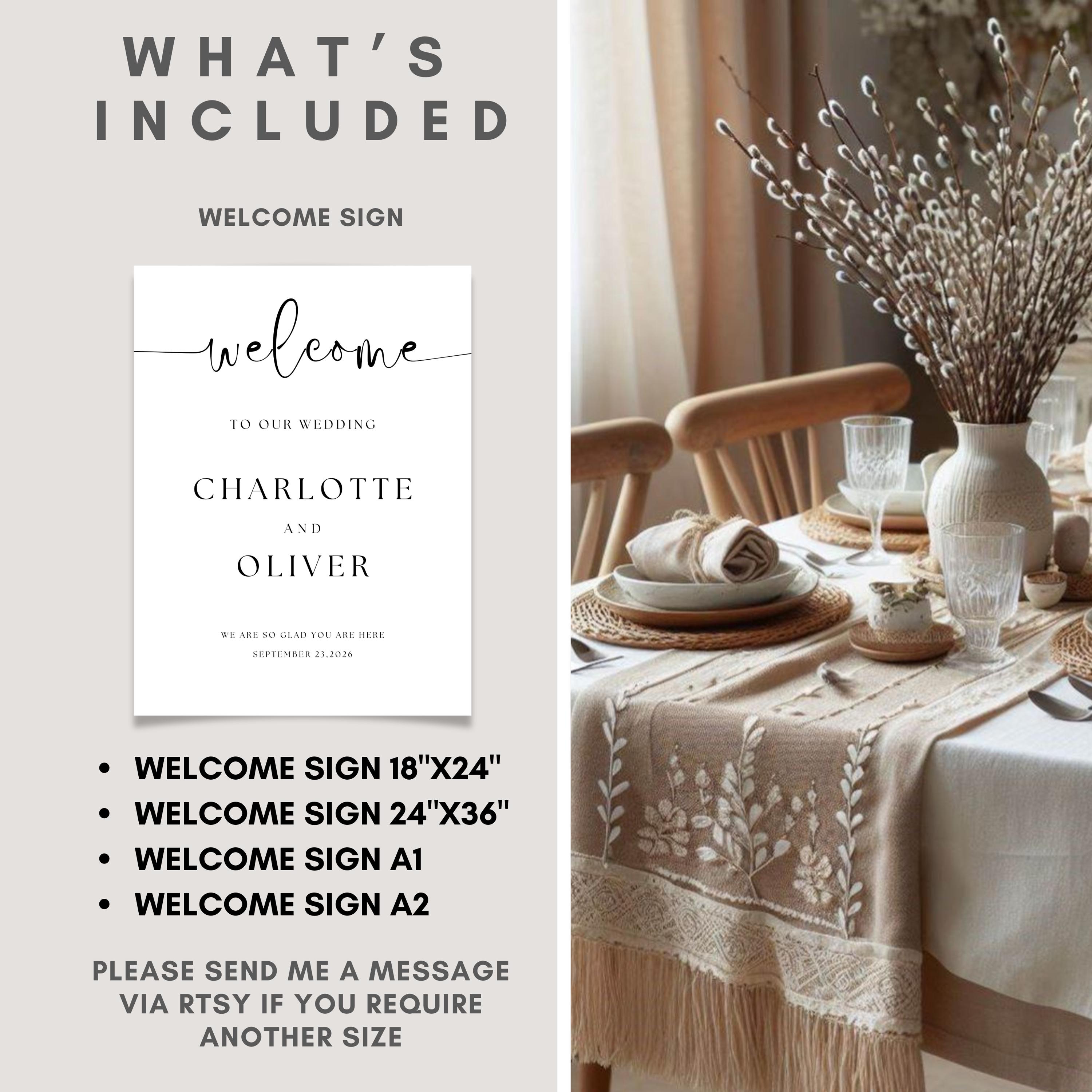 Modern Minimalist Wedding Welcome Sign Template: Editable Canva Design ...