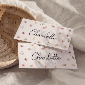 Spring Flower place card, Wildflower Name Card , Floral Name Card, Boho Flowers Seating Card, Press Flower Place Card WC154