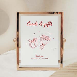 Cards and Gifts Sign Template: Whimsical Hand-Drawn Wedding Decor (Canva Editable, 5x7 & 8x10)