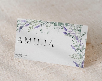 Lavender Wildflower Place Card: Purple Lilac Design (Digital Download)