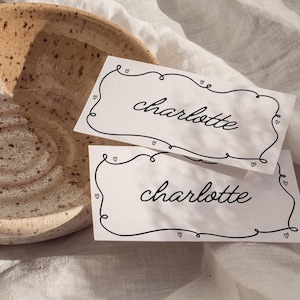 Hand drawn Place cards hand written funky wedding name cards hand drawn border doodle place cards Folded Wedding Table Name Cards WC160