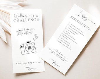 I Spy Wedding Photo Game: Canva Template, QR Code, Printable Card