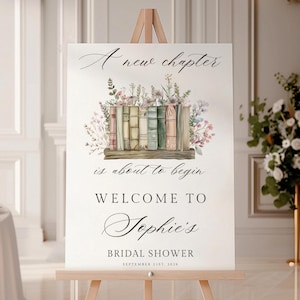 New Chapter Begin Bridal Shower Editable Welcome Sign | Next Chapter Wedding Shower sign | Wildflower Book Theme | Storybook Welcome WC167