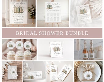 New Chapter Begins Bridal Shower Bundle Templates Editable Her Next Chapter Wedding Shower Package Wildflower Library Book Shower Game WC165
