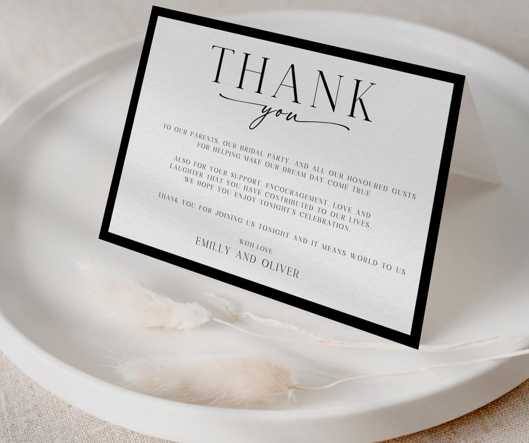 Modern Minimalist Wedding Thank You Card Template (digital Download) - Etsy