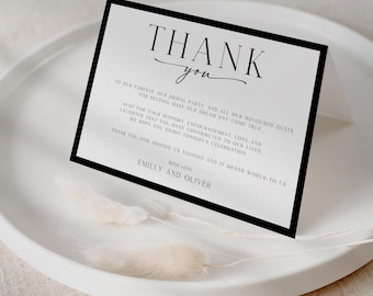 Modern Minimalist Wedding Thank You Card Template (Digital Download)
