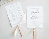 Minimalist Wedding Program Fan Template: Order of Events (Canva Editable, Printable Digital Download)