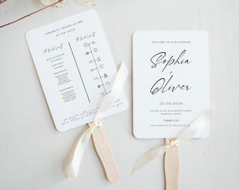 Minimalistisch trouwprogramma fansjabloon: volgorde van evenementen (canva bewerkbaar, afdrukbare digitale download)