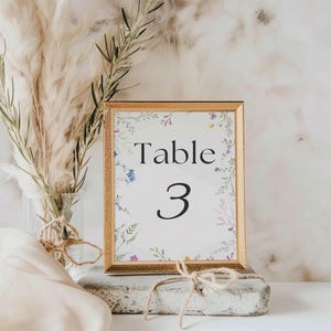 Wildflower Table Number Template, Wedding Table Numbers, Floral Table Number Template, Boho Table Number, Pastel Wildflowers WC116