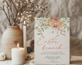 Blumen Osterbrunch-Einladung: Bearbeitbare Vorlage (5x7)