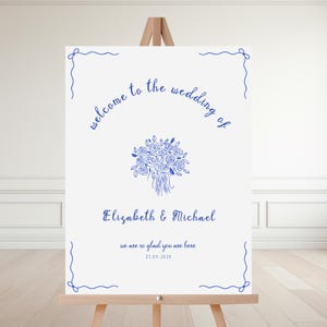 Handwritten Wedding Welcome Sign Template: Whimsical Floral, Editable Canva (WC157)