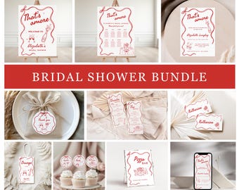 That's Amore Bridal Shower Bundle | Editable Canva Templates | Italian Theme Wedding Shower Decor| Printable Invitation Set Instant Download