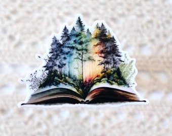 Watercolor Forest Book Sticker | Kindle Decoration | Gift for Reader | Premium Vinyl Sticker | Bookish Waterproof Sticker | 2”x2”