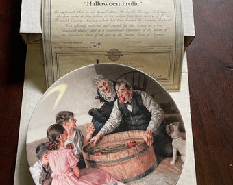 Norman Rockwells, Halloween Frolics, collectible plate in original box with certificate of authenticity