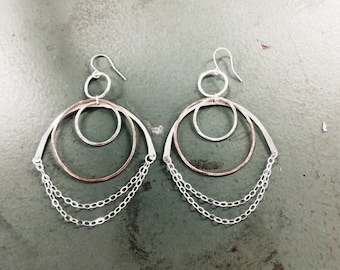 Gorgeous MULTI LAYERED Silver earrings