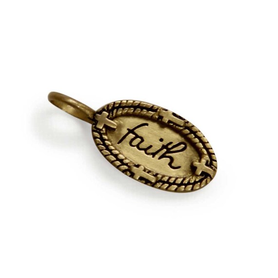 Faith Charm tiny gold faith pendant. Engraved Charm. Message Etsy